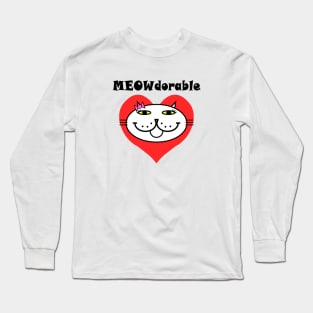 MEOWdorable - PURRty Kitty Face on a Red Heart Long Sleeve T-Shirt